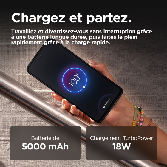 Motorola Moto G35 - 5G smartphone - double SIM - RAM 4 Go / Mémoire interne 128 Go - microSD slot - Écran LCD - 6.72" - 2400 x 1080 pixels (120 Hz) - 2x caméras arrière 50 MP, 8 MP - front camera 16 MP - noir minuit