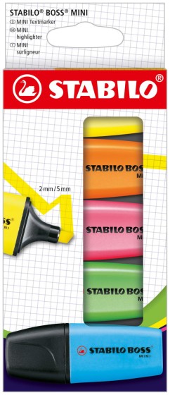 1 Lot de 5 surligneurs STABILO Boss Mini