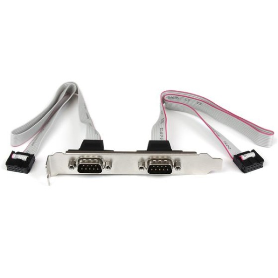 StarTech.com Support de port série DB9 16 pouces à 2 ports vers en-tête 10 broches - Panneau série - DB-9 (M) pour IDC 10 broches (F) - 40.64 cm - gris