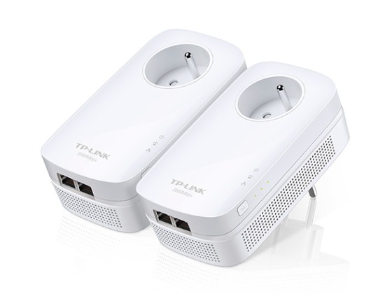 TP-LINK AV2000 2-Port Gigabit Passthrough Powerline Starter Kit 2000Mbps Powerline Data Rate Line-Neutral/Line-Ground 2x2 MIMO 2