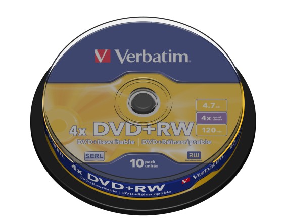 Verbatim datalifeplus - 10 x dvd+rw 4.7 go 4x - argent mat - spindle - support de stockage
