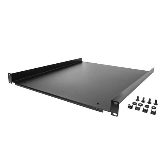 StarTech.com Étagère Rack 19 pouces 1U - Plateau Rackable Universel - Étagère Cantilever Baie de Brassage 19" - Rangement Rack - Max 25kg - Profondeur 50cm (20") - Noir (SHELF-1U-20-FIXED-S) - Étagère pour rack - 1U - 19"