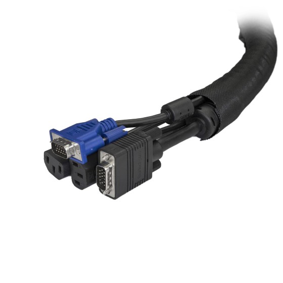 StarTech.com Passe-câble de 2 m - Gaine tressée auto-fermante - Gestionnaire de câbles en tissue trimmable (WKSTNCM) - Kit de gaines pour câbles - noir - 2 m