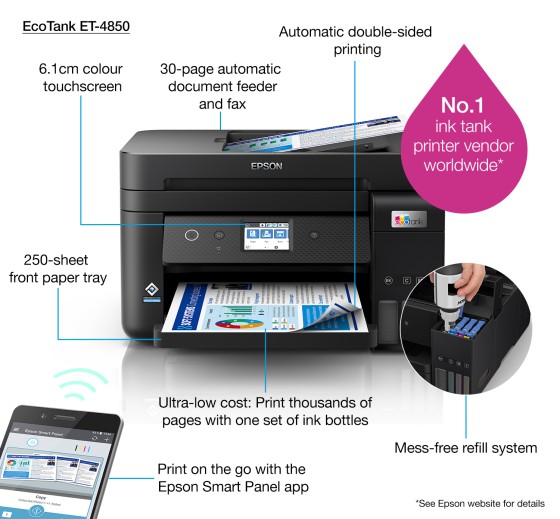 Epson EcoTank ET-4850 Jet d'encre A4 4800 x 1200 DPI 33 ppm Wifi