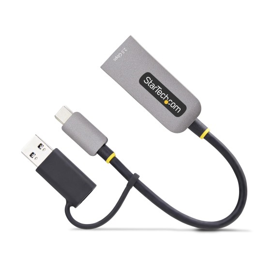 StarTech.com 2.5GbE USB-C to Ethernet Adapter with USB-A Converter - Adaptateur réseau - USB-C 3.2 Gen 1 / Thunderbolt 3 - Ethernet 10M/100M/1G/2,5 Gigabit - gris sidéral