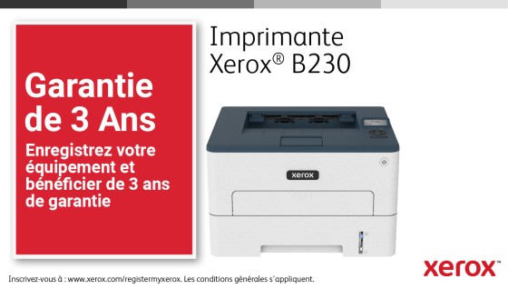Xerox B230 - Imprimante - Noir et blanc - laser - Legal/A4 - 600 x 600 ppp - jusqu'à 34 ppm - capacité : 250 feuilles - USB 2.0, LAN, Wi-Fi(n), hôte USB 2.0 - programme de retours Green World Alliance