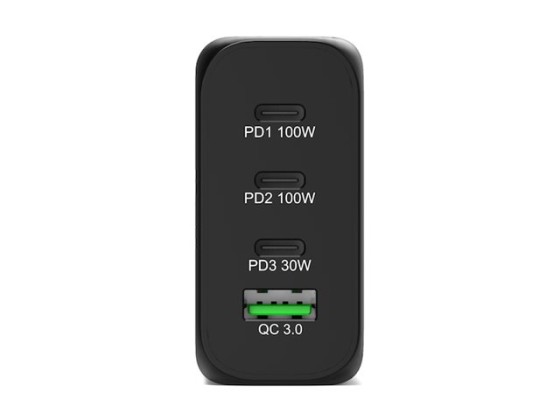 PORT Connect - Adaptateur secteur - GaN - 130 Watt - 5 A - PD, QC 3.0 - 4 connecteurs de sortie (USB type A, 3 x USB-C) - sur le câble : USB-C - Europe