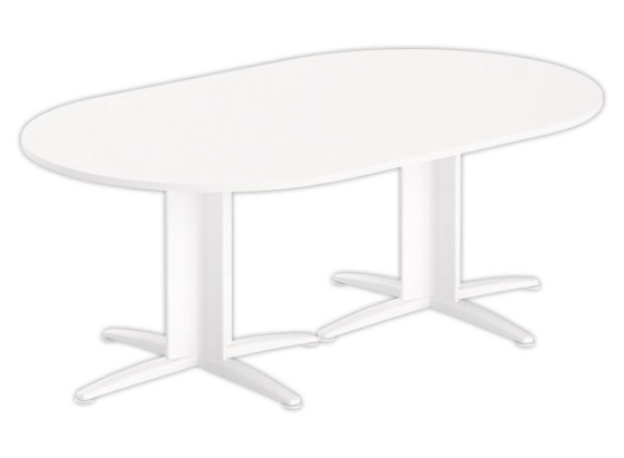 1 Table réunion ovale 200x120 blanc/blanc