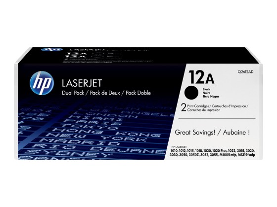 HP 12A 2-pack Black Original LaserJet Toner Cartridges