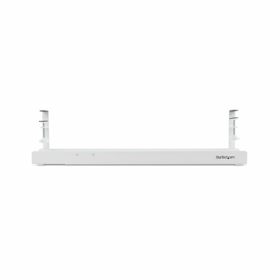 StarTech.com Goulotte Passe Câble Bureau, Organiseur de Câbles Ajustable en Longueur, Installation à Pinces, Aucun Perçage Nécessaire, Support Multiprise, Blanc