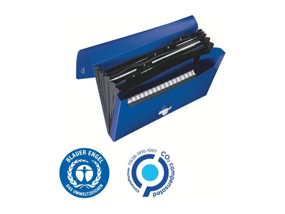 1 Trieur extensible Leitz en PP recyclé - 6 compartiments - Bleu
