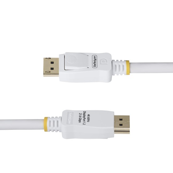 StarTech.com Câble DisplayPort 1.2 de 1,8m Blanc Certifié VESA, 4K 60Hz, 21.6Gbps, Connecteurs DP Verrouillables, Câble DisplayPort DP 1.2, Câble de Moniteur DP, M/M