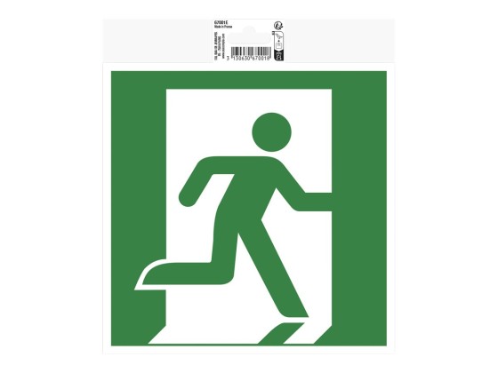 1 Panneau adhésif évacuation droite 20 cm - Vert