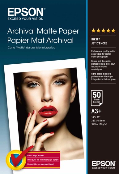 EPSON MATTE archival  papier inkjet 192g/m2 A3+ 50 feuilles pack de 1