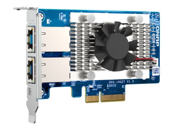 QNAP Dual-port BASET 10GbE network expansion card low-profile form factor PCIe Gen3 x4 Aquantia AQC107