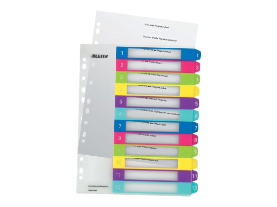 1 Jeu d'intercalaires numériques LEITZ Wow - A4 - 12 onglets
