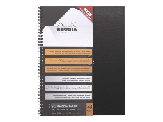 1 Cahier couverture carton 160 pages A4+5x5. Noir