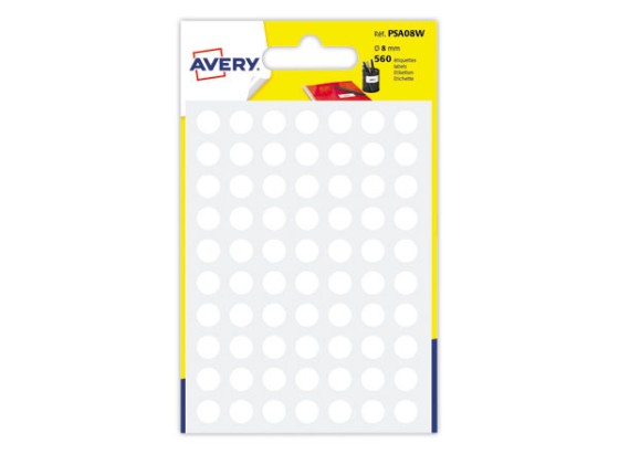 1 Sachet de 560 pastilles couleur blanche autocollantes diam 8 mm