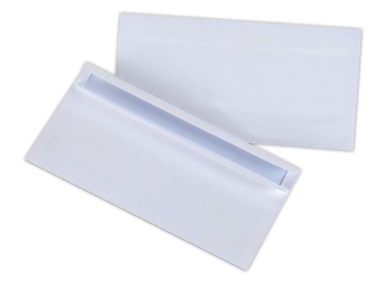 1 Boite de 500 Enveloppes autocollantes blanches 114x229 mm 80g
