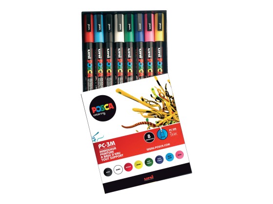1 Lot de 8 Marqueurs peinture uni-POSCA tout support. Assortis.