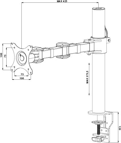 Iiyama DS1001C-B1 - Kit de montage - bras réglable - pour moniteur - noir - Taille d'écran : 10"-30" - montrable sur bureau - pour ProLite E2783QSU-B1, XU2495WSU-B1, XUB2495WSU-B1