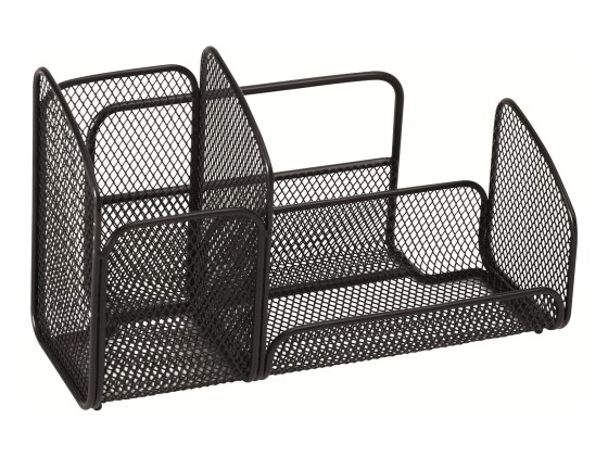 1 Organiseur de bureau métal Mesh - 3 compartiments - Noir