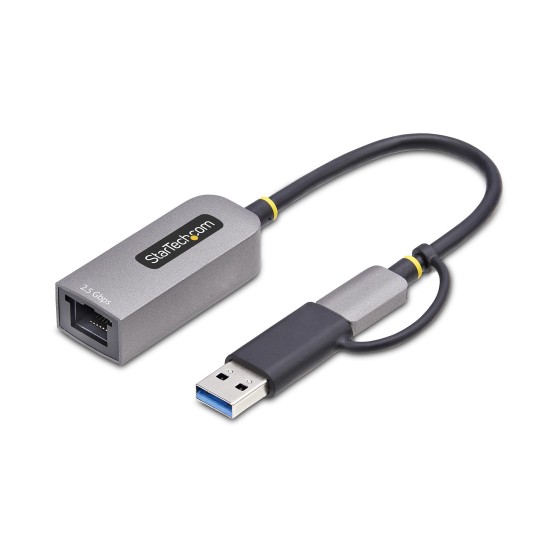 StarTech.com 2.5GbE USB-C to Ethernet Adapter with USB-A Converter - Adaptateur réseau - USB-C 3.2 Gen 1 / Thunderbolt 3 - Ethernet 10M/100M/1G/2,5 Gigabit - gris sidéral
