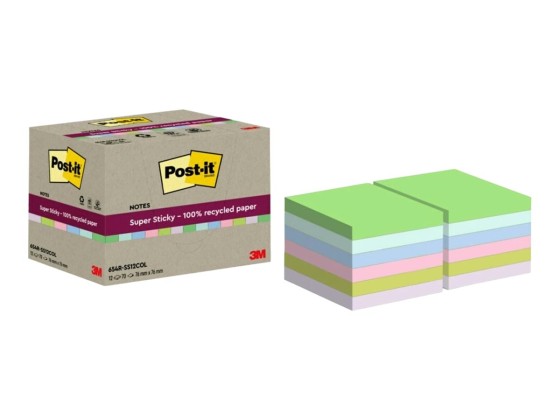 1 Boite de 12 Blocs Post-It 7,6 X 7,6 cm, 70 feuilles- assortis