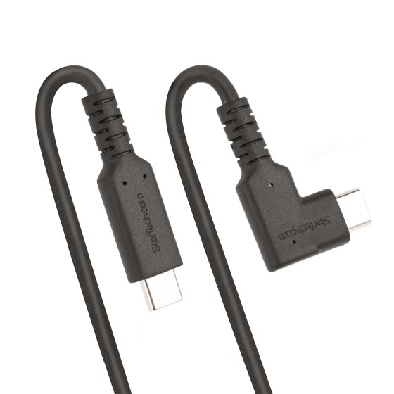 StarTech.com Câble USB-C Robuste à Angle Droit de 1m, USB 3.2 Gen 2, 4K60 - Câble USB - 24 pin USB-C (M) droit pour 24 pin USB-C (M) angle droit - USB 3.2 Gen 2 - 1 m - robuste, support pour 4K60Hz, passif - noir