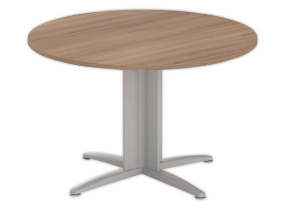 1 Table réunion ronde diam. 116cm noyer/aluminium