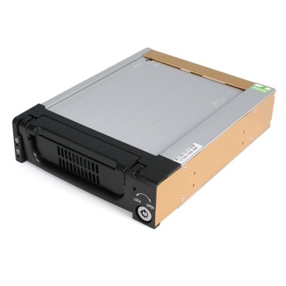 StarTech.com Rack amovible robuste en aluminium 5,25" avec ventilateur pour disque dur SATA 3,5" - Tiroir HDD 3,5 pouces - Rack de stockage mobile - 3.5" - noir
