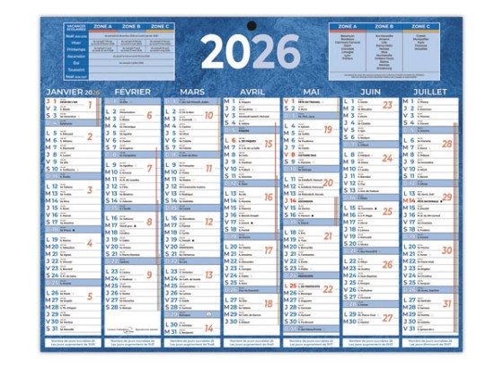 1 Calendrier banque Bouchut Bleu 13 mois- 26,5x21cm cm