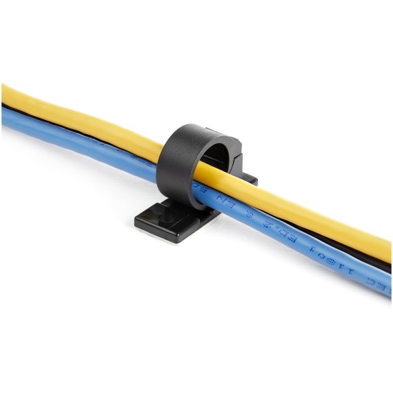 StarTech.com 100 Pinces Attache Câbles Adhésives Noir, Organiseur Câbles Réseau/Ethernet/Bureau/Ordinateur, Range Câbles Bureau Autocollant, Pince Nylon Autocollante Ignifugée UL/94V-2 (CBMCC3) - Attaches de câbles - noir - Conformité TAA (pack de 100)