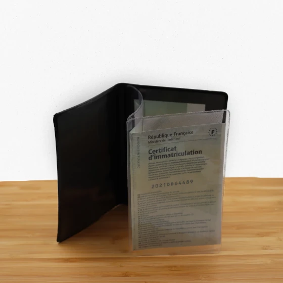 ETUIS CARTE GRISE SLIM GOMME 4 VOLETS - RECTO / VERSO