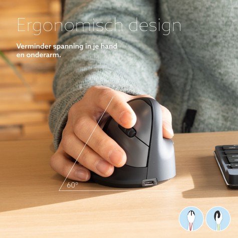 R-Go Tools Souris Ergonomique R-Go HE Break avec logiciel de pause, droiter, petit (longueur de la main < 165 mm), filaire, noir