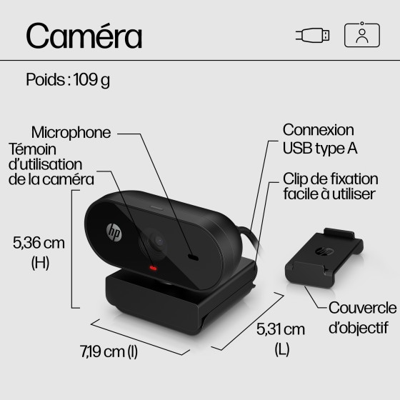 HP 320 - Webcam - couleur - 1920 x 1080 - USB