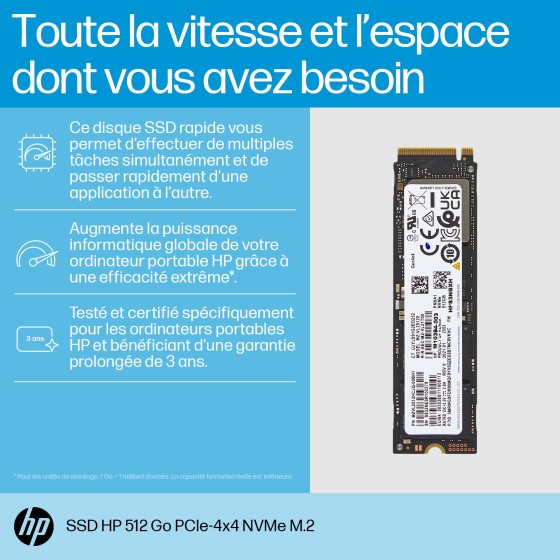 HP 512Go PCIe-4x4 NVMe M.2 SSD