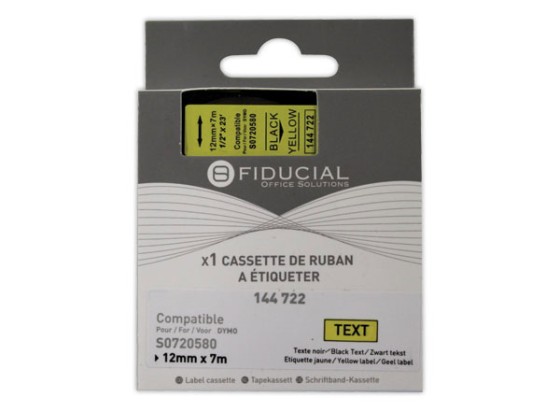 1 Ruban K7 pour titreuse DYMO S0720580 12mm jaune impression noire