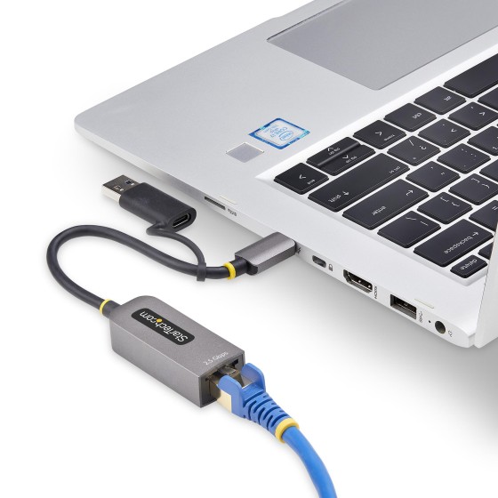 StarTech.com 2.5GbE USB-C to Ethernet Adapter with USB-A Converter - Adaptateur réseau - USB-C 3.2 Gen 1 / Thunderbolt 3 - Ethernet 10M/100M/1G/2,5 Gigabit - gris sidéral