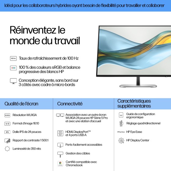 Bundle HP 1x HP Écran S5 Pro 524pn 23.8p WUXGA HDMI DP Monitor + 1x HP USB-C Dock G5