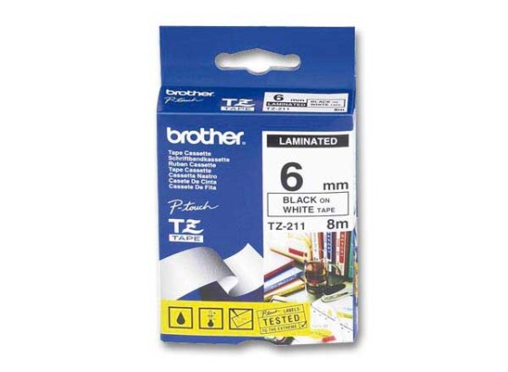 Brother TZe-211 label-making tape Black on white