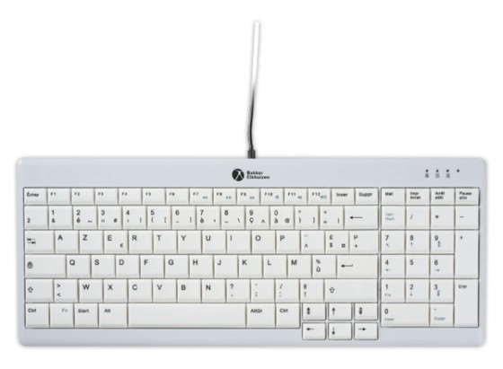 BakkerElkhuizen UltraBoard 960 clavier Bureau USB AZERTY Français Gris clair, Blanc