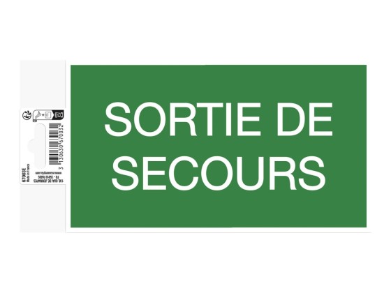 1 Panneau adhésif Sortie de Secours 20 cm - Vert