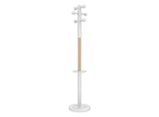 1 Portemanteau ACCES 6 patères -  blanc / hêtre
