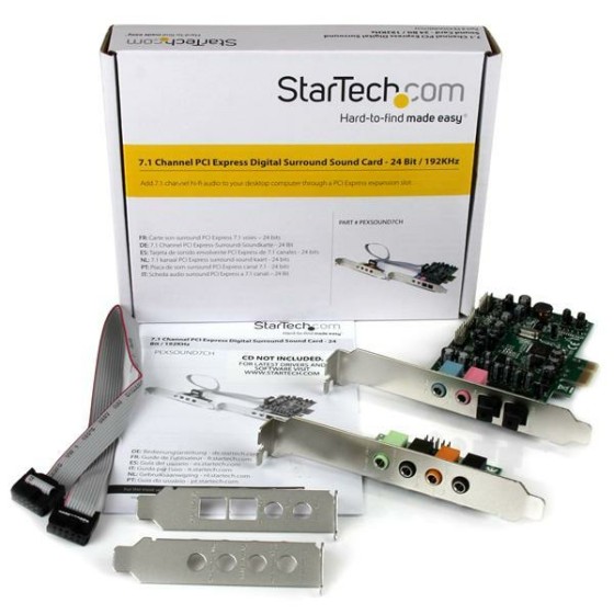StarTech.com Carte son PCI Express 7.1 canaux pour son surround - 24 bit 192 KHz - Carte audio PCIe avec ports SPDIF et Mini-Jack 3,5 mm - Carte son - 192 kHz - 7.1 - PCIe - CM8828 - profil bas - pour P/N: BNDTB10GI, BNDTB210GSFP, BNDTB310GNDP, BNDTB410GS
