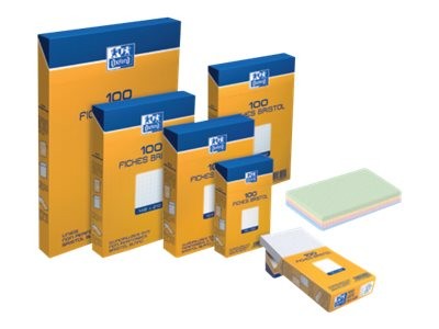 1 Etui de 100 Fiches bristol couleurs assorties 5x5 21x29,7 cm, 210g