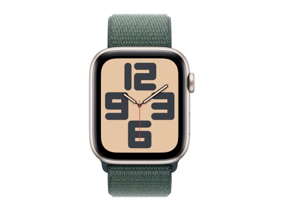 Apple Watch SE (GPS + Cellular) - 2e génération - 44 mm - aluminium droit - montre intelligente avec boucle sport - deux couches de matières textiles tissées - vert lac - taille du poignet : 130-200 mm - 32 Go - LTE, Wi-Fi 4, Bluetooth - 4G - 33 g