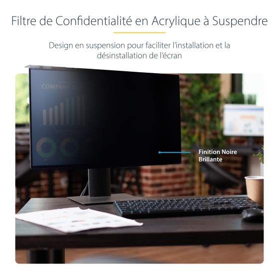 StarTech.com Filtre de Confidentialité pour Écran 27" 16:9, +/- 30° - Filtre anti-indiscrétion - à double sens - amovible - branchement - Largeur 27 po. - noir