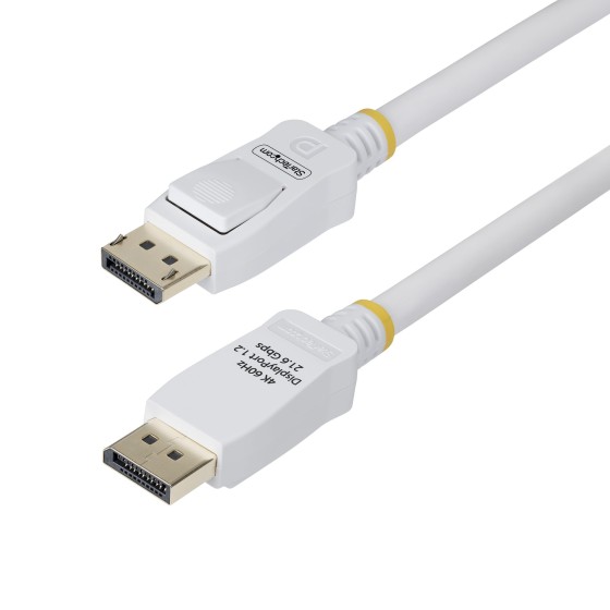 StarTech.com Câble DisplayPort 1.2 de 1,8m Blanc Certifié VESA, 4K 60Hz, 21.6Gbps, Connecteurs DP Verrouillables, Câble DisplayPort DP 1.2, Câble de Moniteur DP, M/M