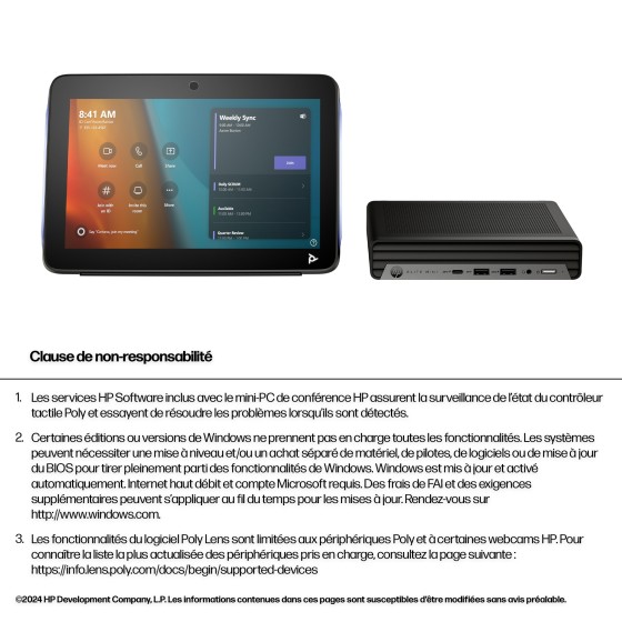 HP Poly Studio Base Kit G9 Plus for Microsoft Teams HP Mini IP PC w/TC10 EMEA - Euro plug